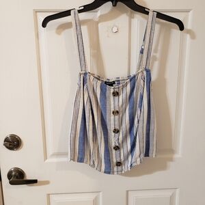Torrid Size 1 Striped Blue and White Button-Up Women's Top